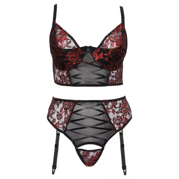 Cottelli Plus Size - set lenjerie sexy - mărime mare - roșu - 90C/XL