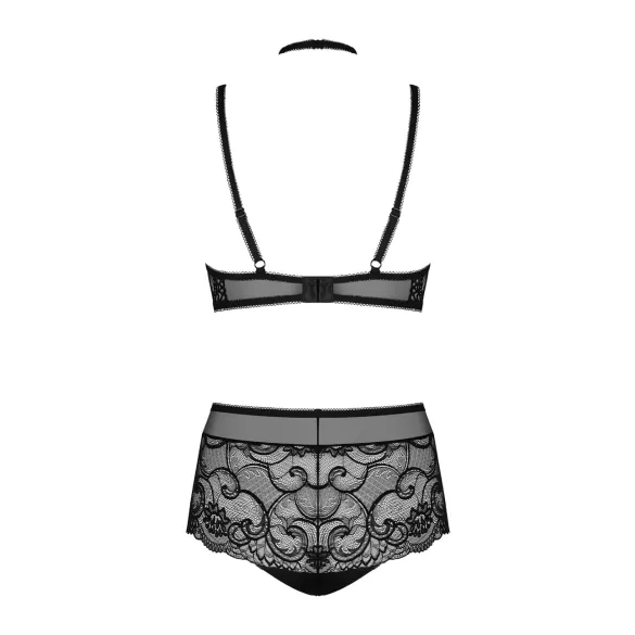 Obsessive Elizenes - set sutien transparent cu model (negru) - L/XL