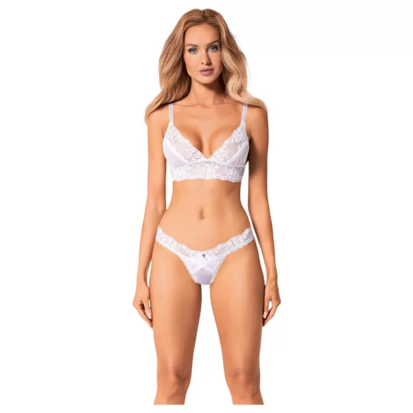 Obsessive - Set lenjerie sexy cu dantelă - sutien și chiloț - alb