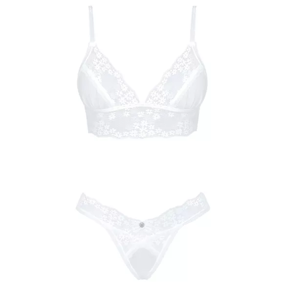 Obsessive - Set lenjerie sexy cu dantelă - sutien și chiloț - alb