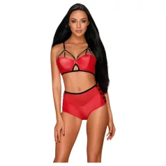 Set lenjerie Leatheria - efect piele (roșu) - S/M