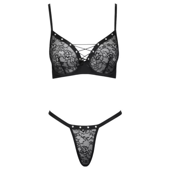 Cottelli Party - set lenjerie cu sutien tip corset - negru