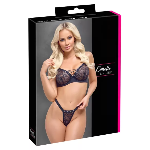 Cottelli Party - set lenjerie cu sutien tip corset - negru - 80B/M