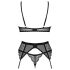 Obsessive Chemeris - set lenjerie cu sutien și portjartier - negru