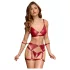 Cottelli Bondage - Set sutien lucios și cătușe pentru mâini (roșu)