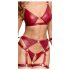 Cottelli Bondage - Set sutien lucios și cătușe pentru mâini (roșu)