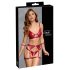 Cottelli Bondage - Set sutien lucios și cătușe pentru mâini (roșu)