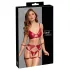 Cottelli Bondage - Set sutien lucios și cătușe pentru mâini (roșu) - M