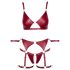 Cottelli Bondage - Set sutien lucios și cătușe pentru mâini (roșu) - L