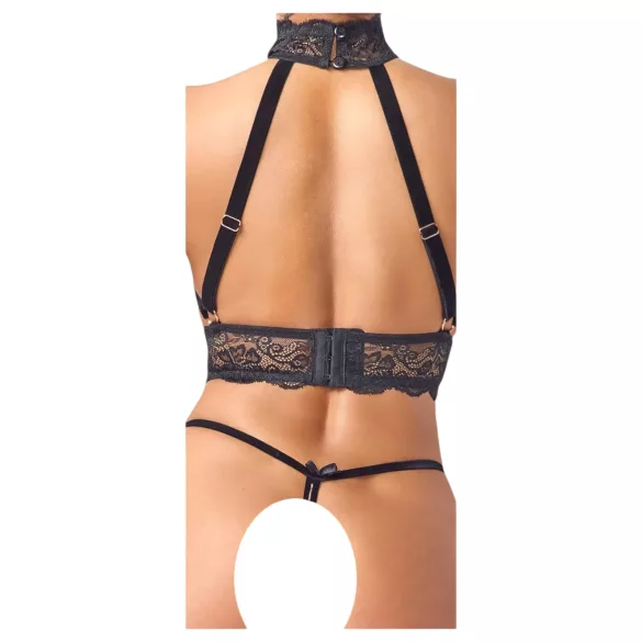 Abierta Fina - set lenjerie erotică cu lanțuri - negru - M