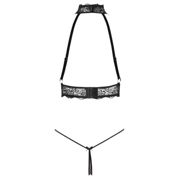 Abierta Fina - set lenjerie erotică cu lanțuri - negru - L
