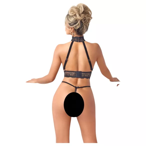 Abierta Fina - set lenjerie erotică cu lanțuri - negru - L