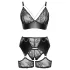 Cottelli Curves - set lenjerie cu dantelă și inserții din piele - negru