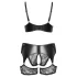 Cottelli Curves - set lenjerie cu dantelă și inserții din piele - negru