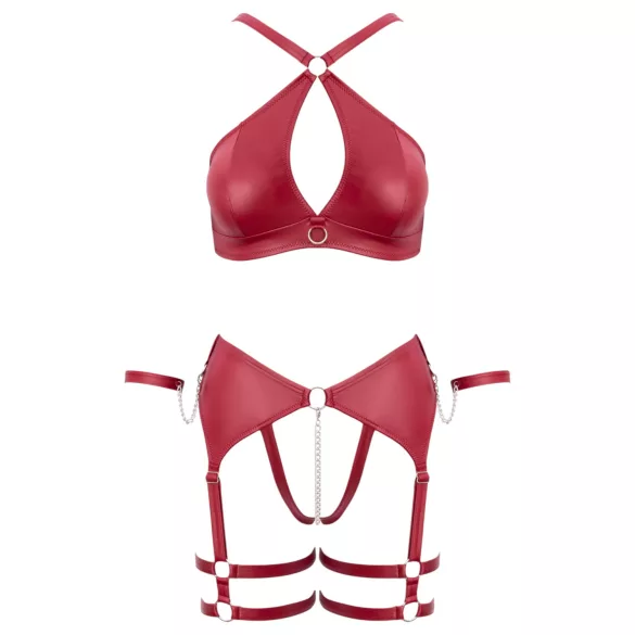 Cottelli Bondage - set sutien cu bretele încrucișate - roșu