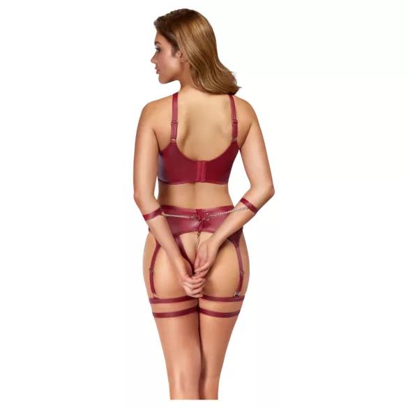 Cottelli Bondage - set sutien cu bretele încrucișate - roșu - L