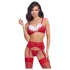 Cottelli - set lenjerie cu dantelă - roșu - model de Crăciun
