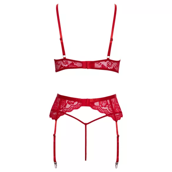 Cottelli - set lenjerie cu dantelă - roșu - model de Crăciun