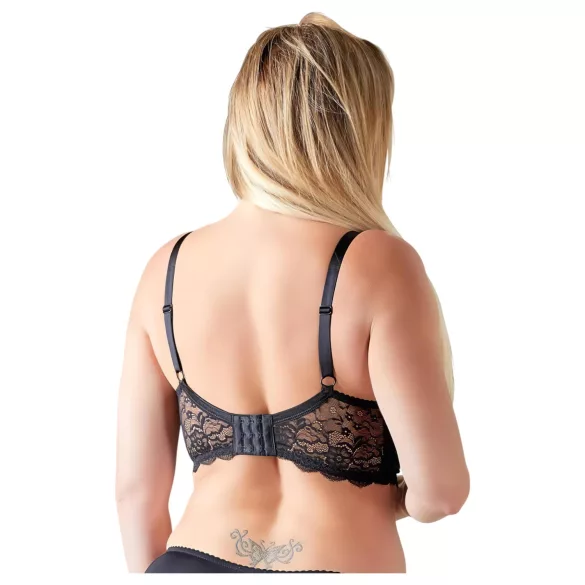 Cottelli Plus Size - sutien tip harness cu inele (negru) - 95E