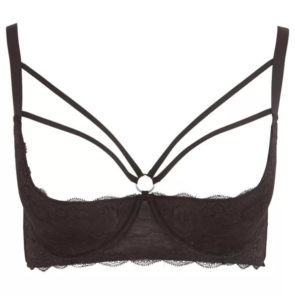 Cottelli Plus Size - sutien tip harness cu inele (negru) - 95E