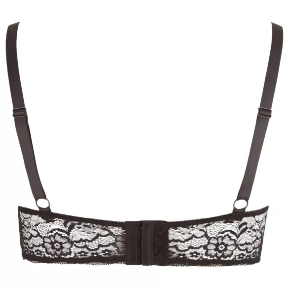 Cottelli Plus Size - sutien tip harness cu inele (negru) - 95E