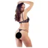 Cottelli - sutien cu bretele și inele, tanga - negru - 80B/M