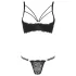 Cottelli - sutien cu bretele și inele, tanga - negru - 80B/M