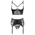 Abierta Fina - set lenjerie sexy cu bretele și dantelă - negru - 80B/M
