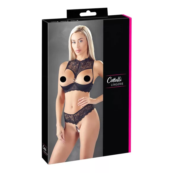 Cottelli - set lenjerie cu sutien deschis - negru