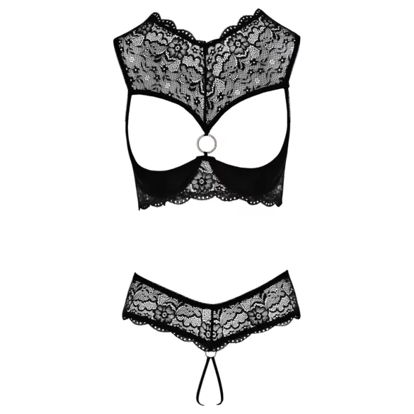 Cottelli - set lenjerie cu sutien deschis - negru - 80B/M