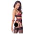 Cottelli Bondage - Set roșu mat cu dantelă și sutien de ridicare