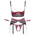 Cottelli Bondage - Set roșu mat cu dantelă și sutien de ridicare