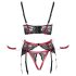 Cottelli Bondage - Set roșu mat cu dantelă și sutien de ridicare