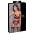 Cottelli Bondage - Set roșu mat cu dantelă și sutien de ridicare - L