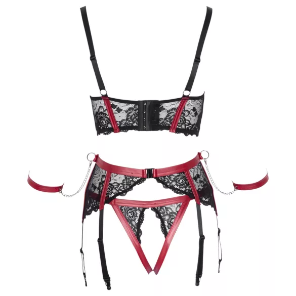 Cottelli Bondage - Set mat și dantelat pentru ridicarea sânilor (roșu) - L