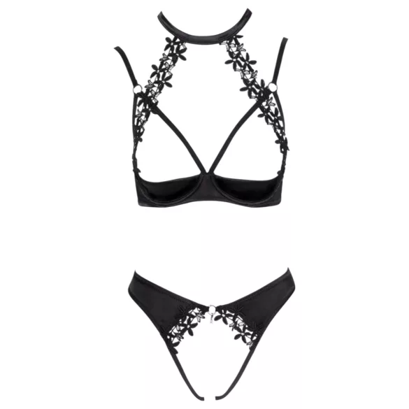Cottelli - set mărire sâni cu dantelă și choker - negru - 80B/M