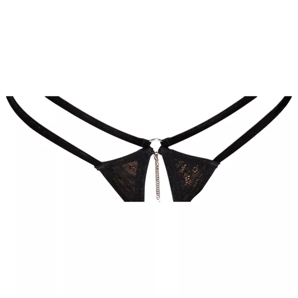 Abierta Fina - tanga deschisă și corset (negru)