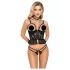 Abierta Fina - tanga deschisă și corset (negru) - L