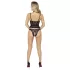 Abierta Fina - tanga deschisă și corset (negru) - L