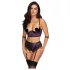 Cottelli Bondage - set sutien și cătușe pentru brațe (negru-mov) - M