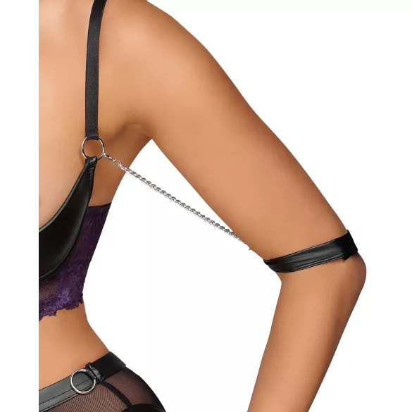 Cottelli Bondage - set sutien și cătușe pentru brațe (negru-mov) - M