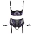 Cottelli Bondage - set sutien și cătușe pentru brațe (negru-mov) - M