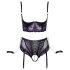 Set Bondage Cottelli - Sutien și cătușe (negru-lila) - XL