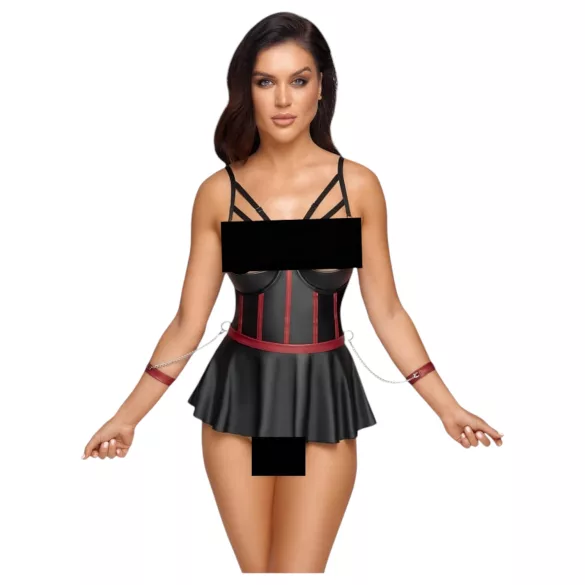 Cottelli Bondage - set lucios și cătușe pentru brațe (negru)