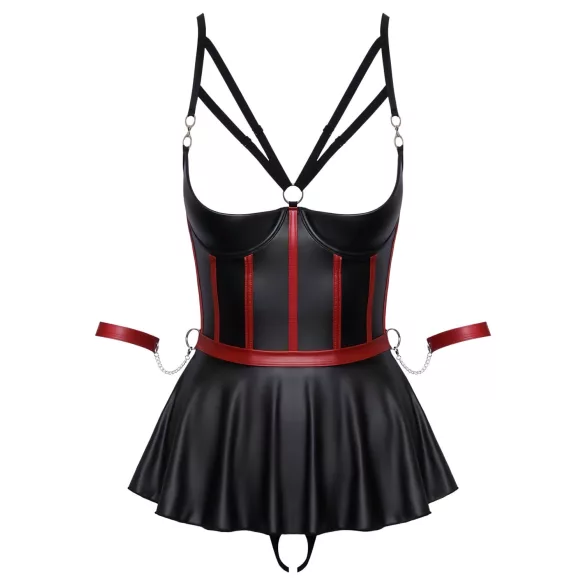 Cottelli Bondage - set lucios și cătușe pentru brațe (negru)