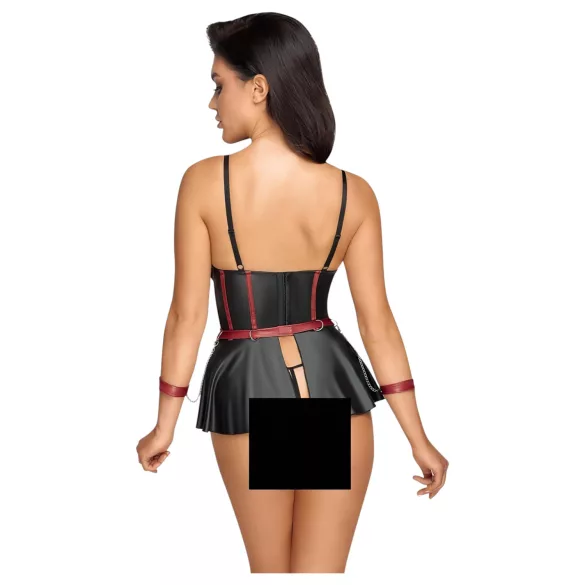 Cottelli Bondage - set lucios și cătușe pentru brațe (negru)