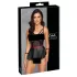 Cottelli Bondage - set lenjerie strălucitor cu cătușe pentru mâini - negru - 80B/M
