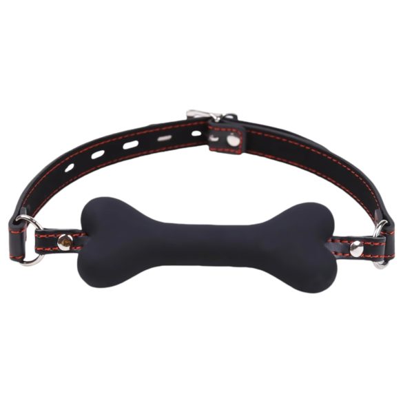 Ida Leather - mușcătură din piele formă os (negru)