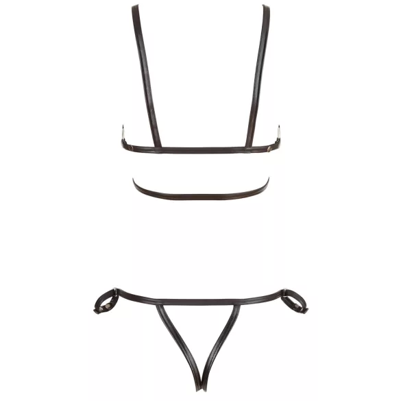 Cottelli Bondage - ham de corp bikini decorativ lucios - negru - M