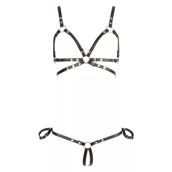 Cottelli Bondage - ham de corp bikini decorativ lucios - negru - XL